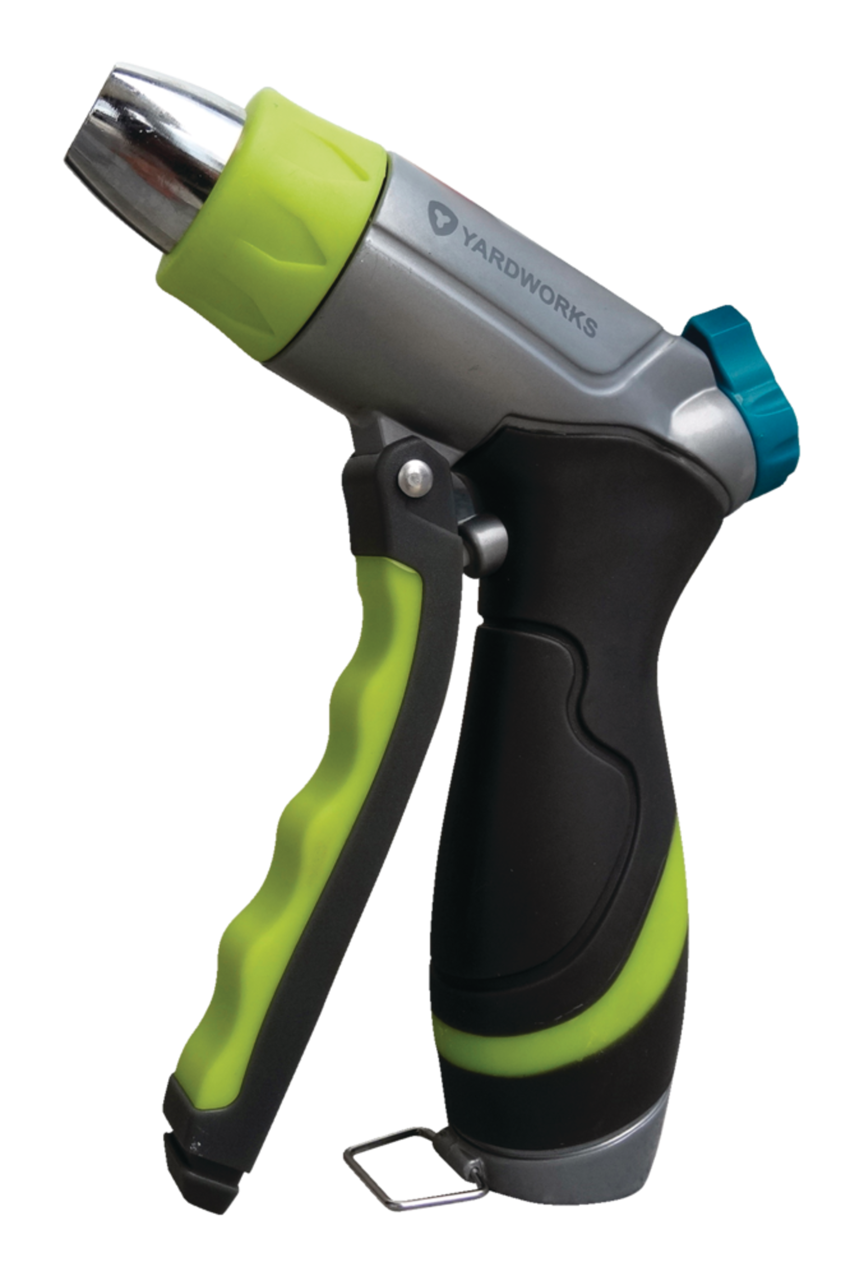 Yardworks Aluminium Adjustable Front-Trigger Garden Water Hose Pistol Nozzle Front_Angled_Left