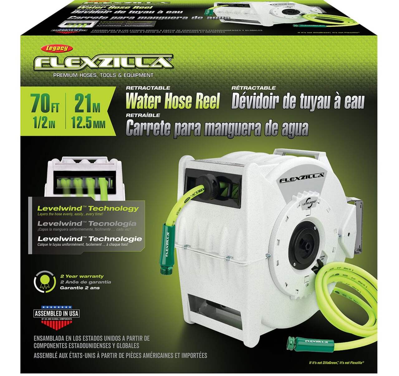 Legacy Flexzilla® Pro Retractable Air Hose Reel with Levelwind Technology,  3/8 x 75', ZillaGreen L8306FZ - Advance Auto Parts