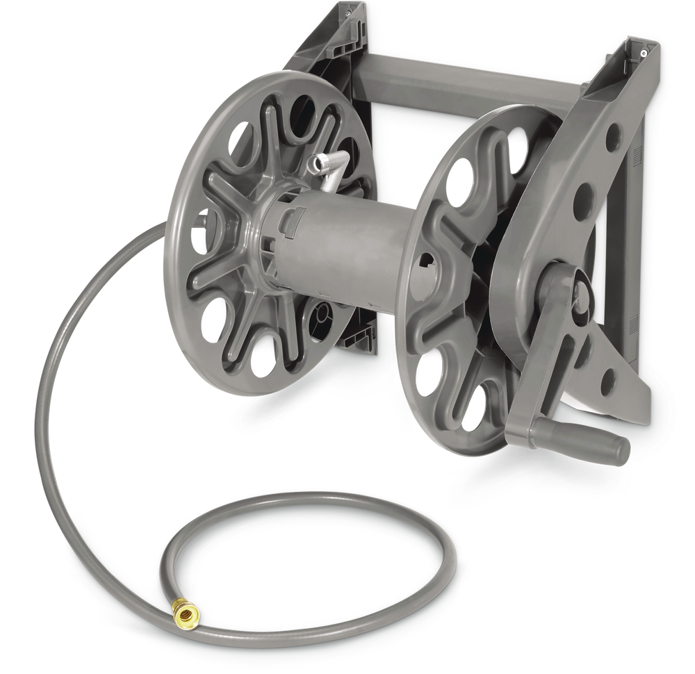 Yardworks Wall Mount Garden Hose Reel with Leader Hose, 225ft