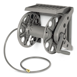 Yardworks Wall Mount Garden Hose Reel with Shelf & Leader Hose, 225-ft Front_Three_Fourths_Angled_Left