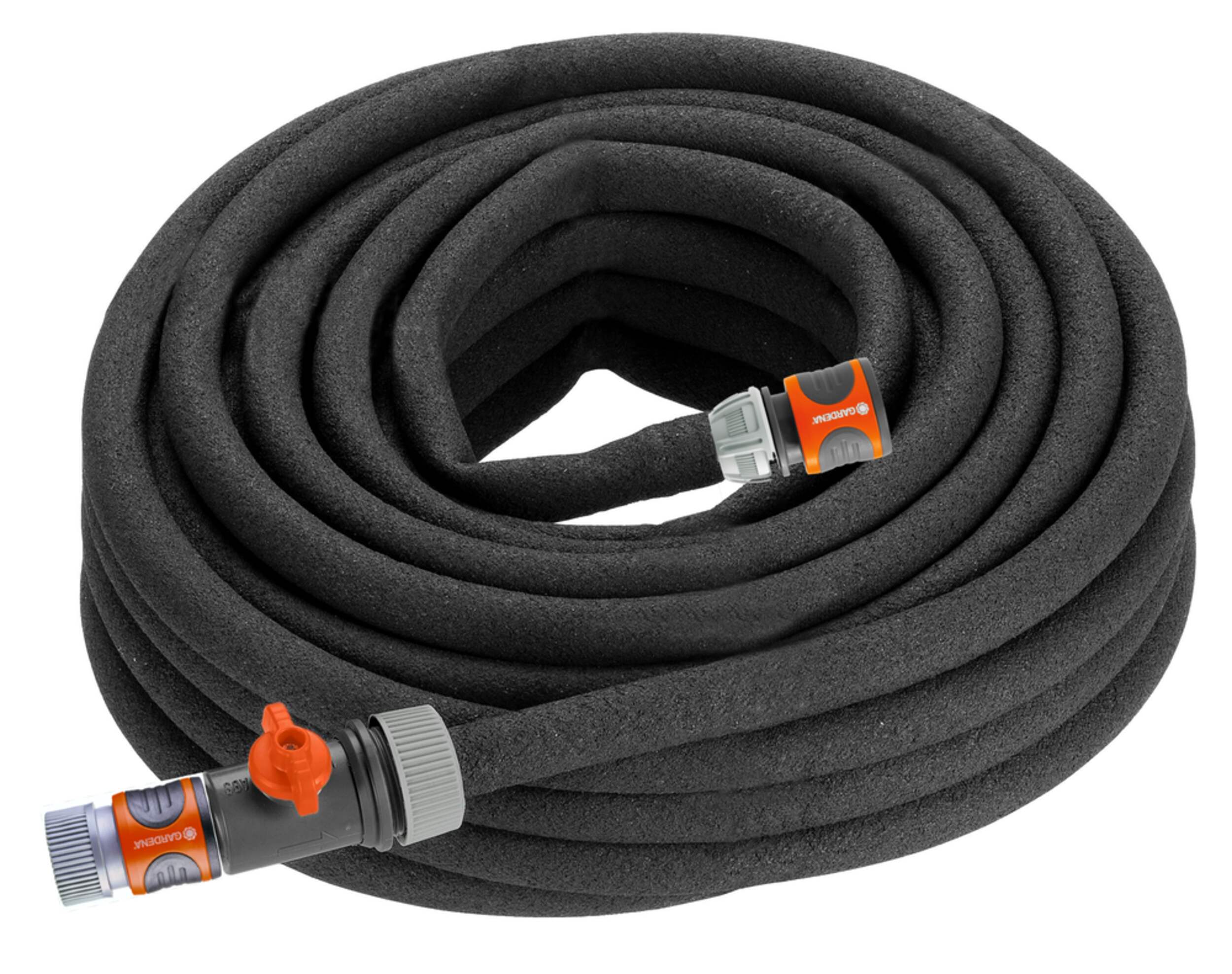 Gardena Recycled Rubber Soaker Garden Hose & Connectors w/ Regulator Valve, 50-ft Front_Elevated