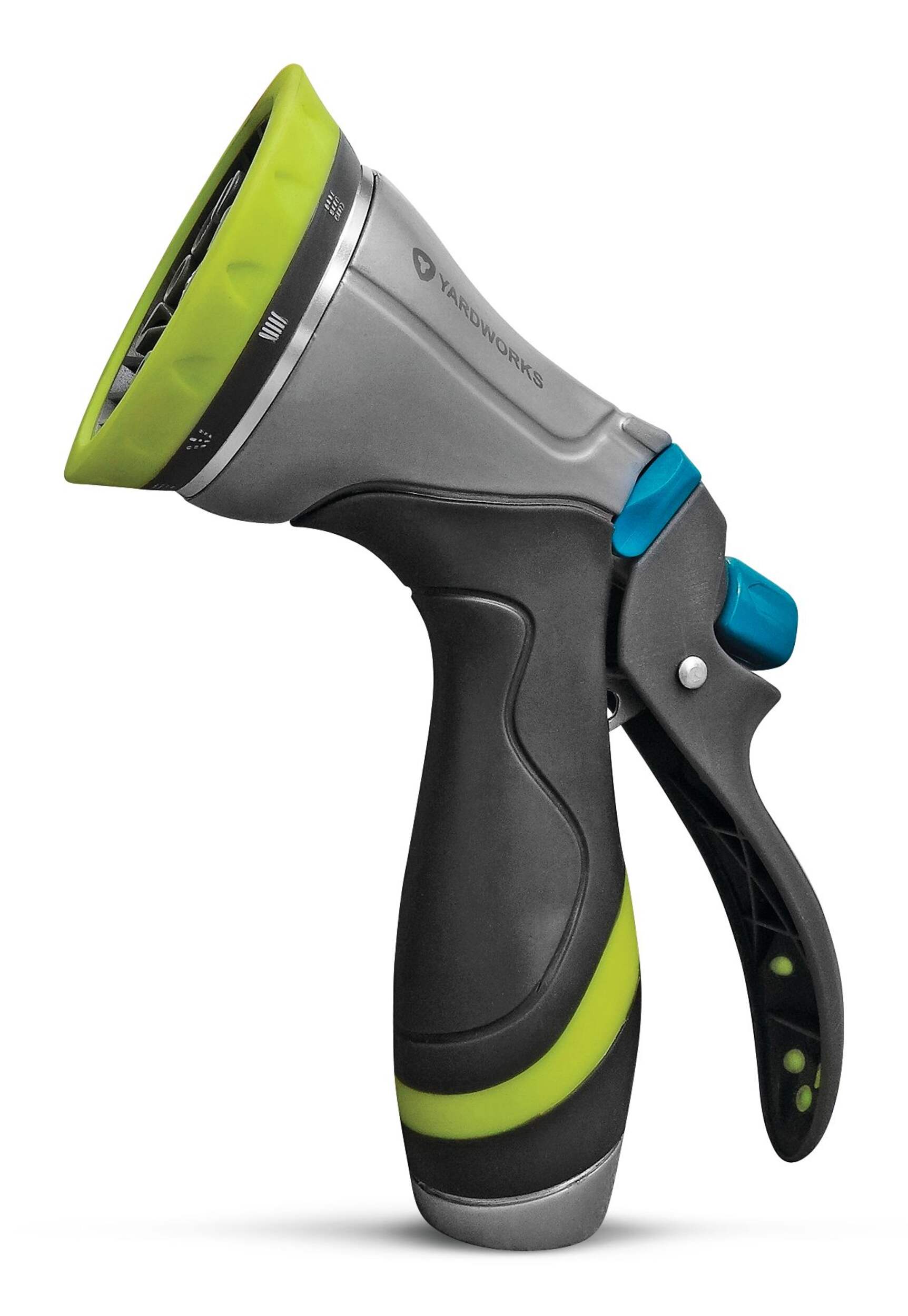 Yardworks Aluminium 10-Pattern Rear-Trigger Garden Water Hose Spray Nozzle Front_Flat