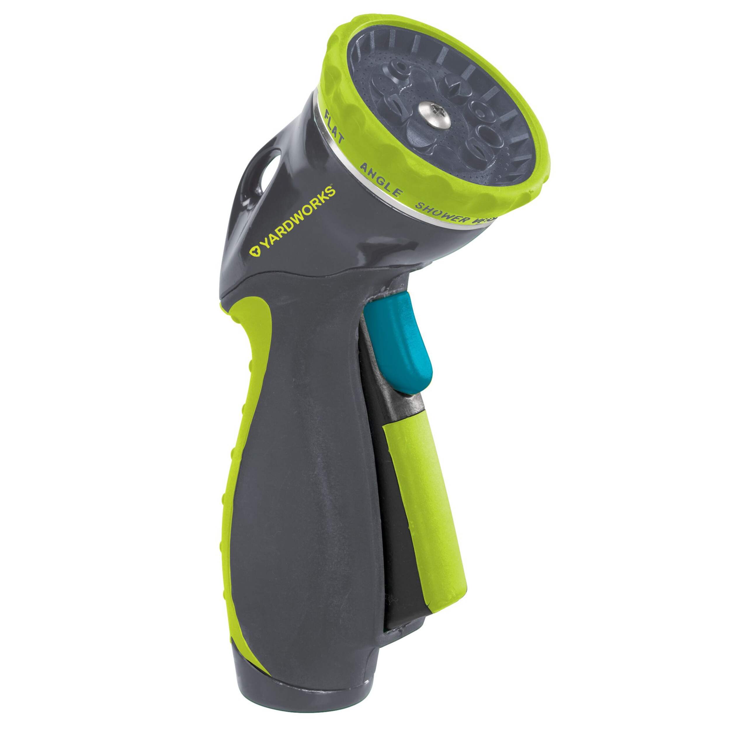 Yardworks 10-Pattern Zinc Button-Trigger Watering Nozzle Front_Three_Fourths_Angled_Right