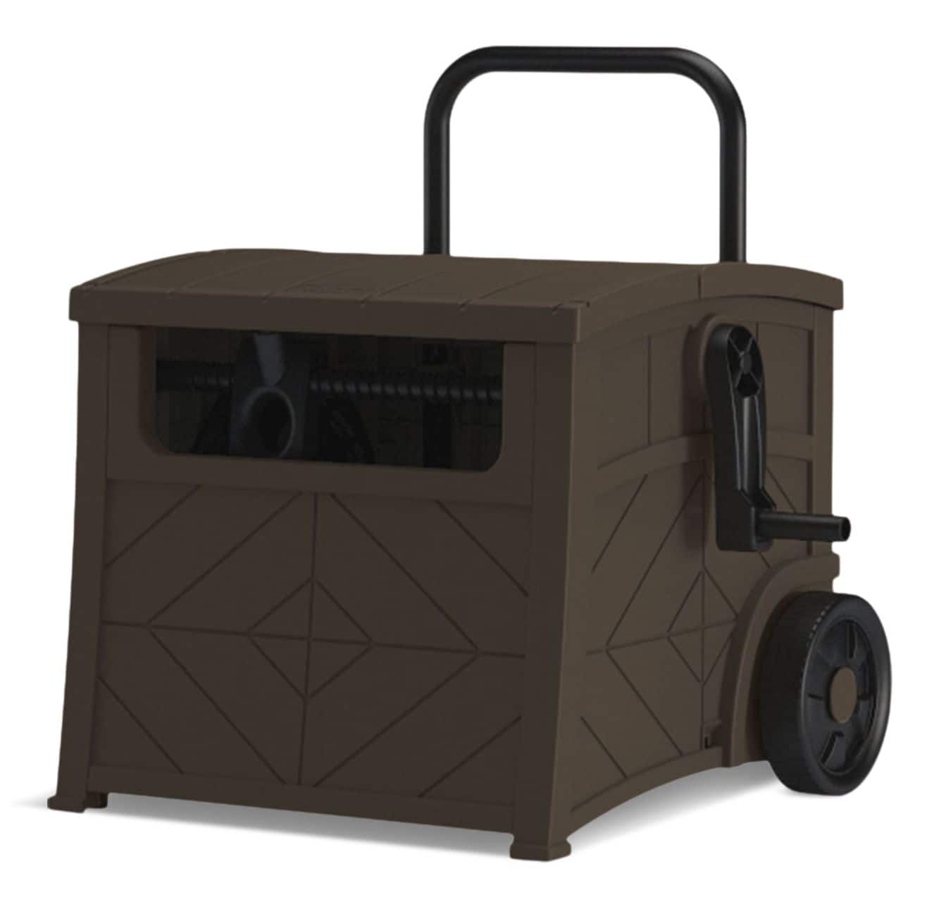 Suncast Wheeled Wood-Like Garden Hose Reel Hideaway & Storage with