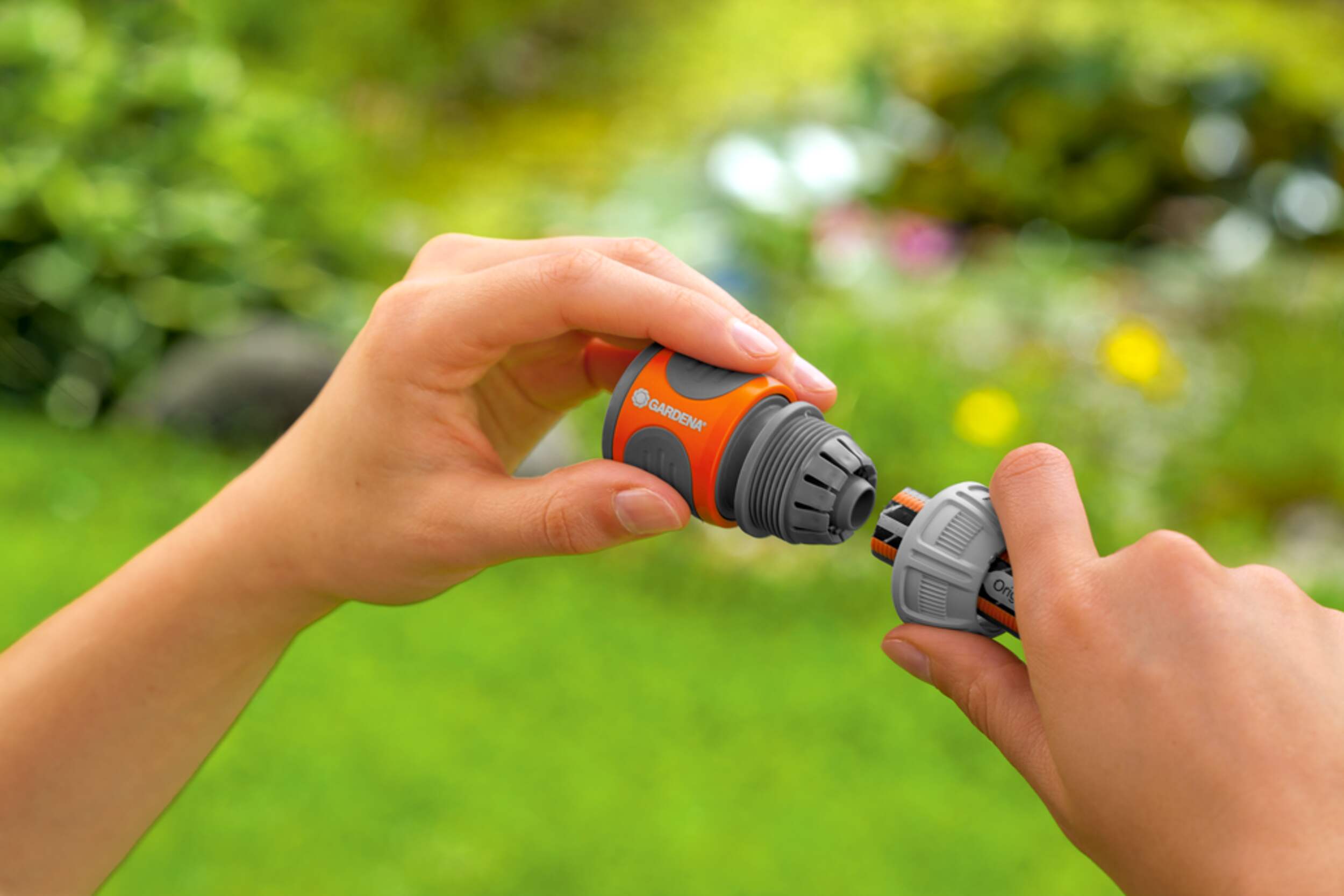 Gardena 5/8in Male End Garden Hose Repair Connector with WaterStop