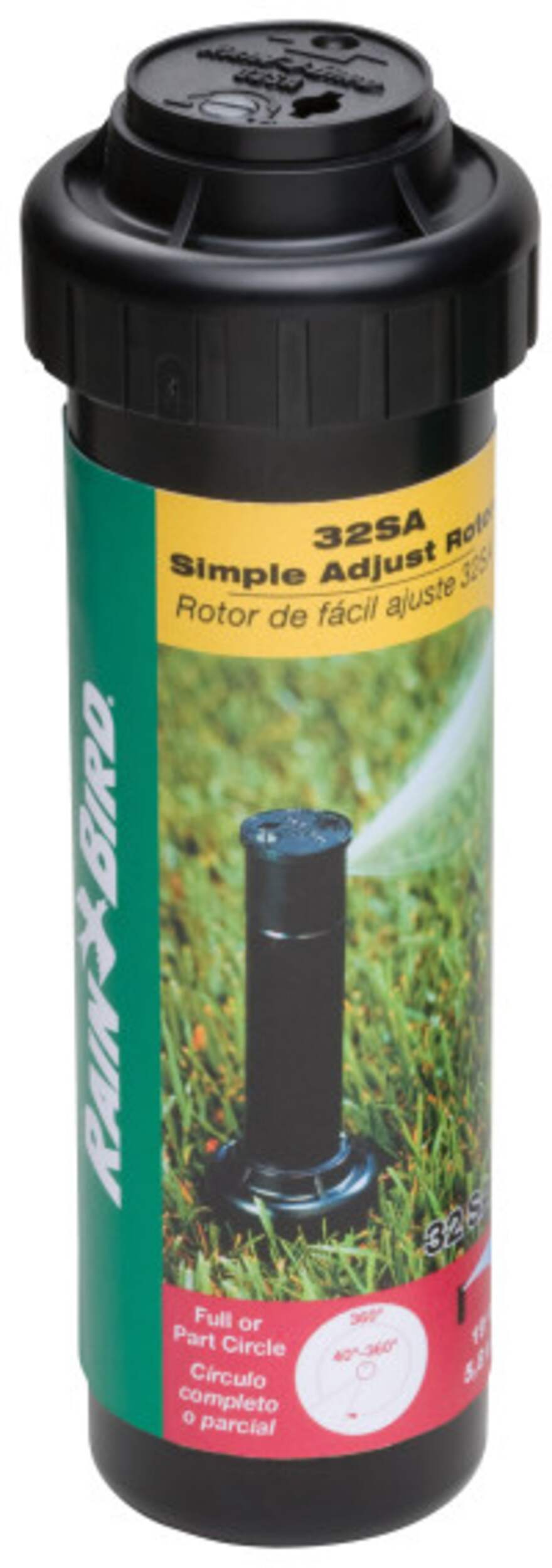 Rain Bird 32SA Simple Adjustable Gear Drive Rotor Sprinkler, 40° - 360° Pattern, 19-32-ft Front_Elevated