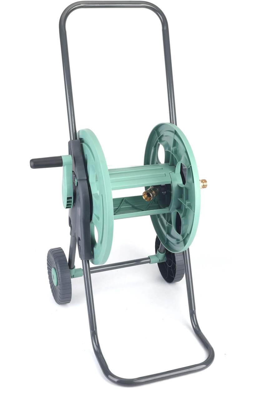 Suncast Slide Trak® Brass Garden Hose Reel Cart with Leader Hose