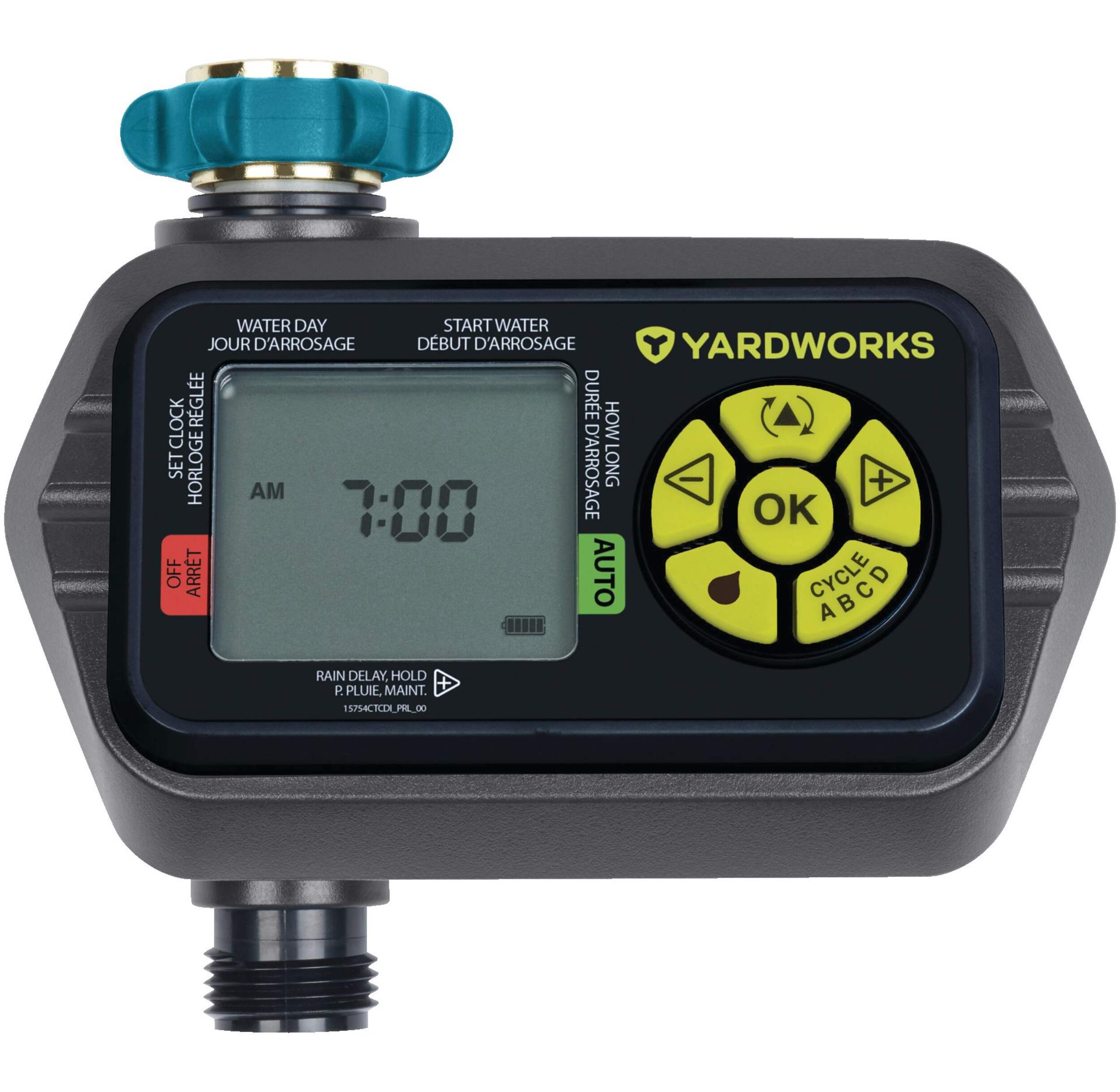 Yardworks Dry Seal Programmable Digital Water Timer, 1-Zone Front_Flat