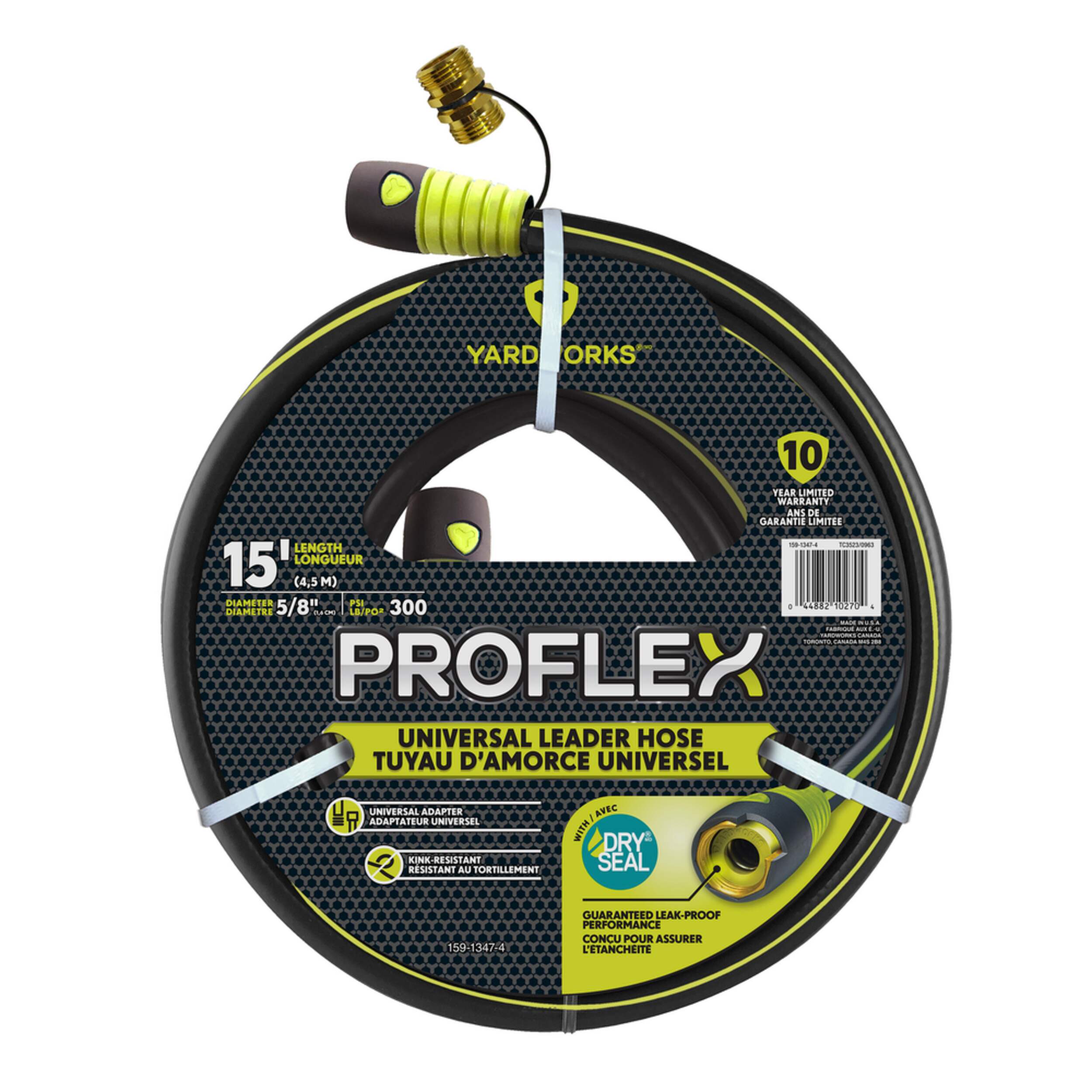 Yardworks ProFlex Universal Leader Hose, 5/8-in x 15-ft Front_Flat