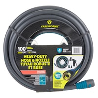 Yardworks Heavy-Duty Garden Water Hose with Nozzle and Quick Connect Accessories Combo, 100-ft Front_Flat