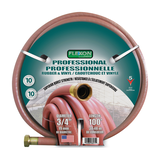 Flexon Professional Rubber Vinyl Garden Hose with Crush-Proof Couplings, 3/4-inx100-ft Front_Flat