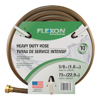 Flexon Heavy-Duty Nylon 5-Ply Garden Water Hose, Crush-Resistant Coupling, 5/8-inx75-ft Front_Flat
