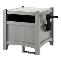 Suncast Resin Garden Hose Reel Hideaway & Storage with Leader Hose, 100-ft Hose Capacity Front_Three_Fourths_Angled_Left