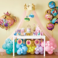 Ballons de princesses Disney Il était une fois, or/rose, décoration de canopée en tulle, 90 po, paq. 4, pour fête d'anniversaire Front_Flat