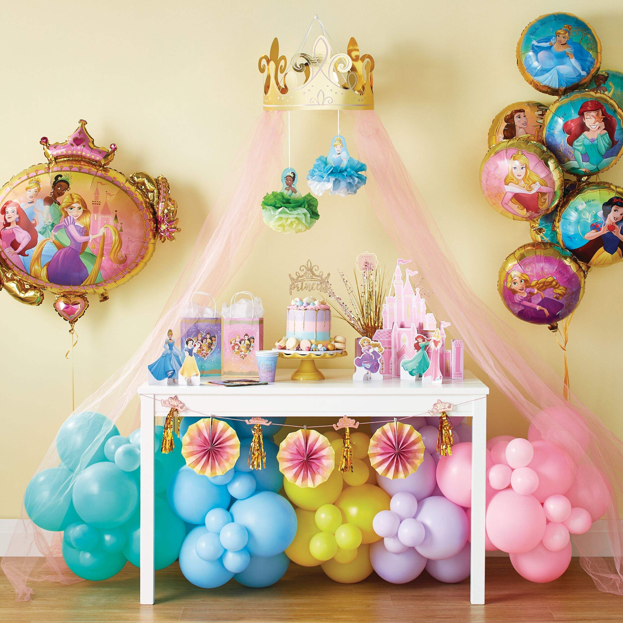 Décorations de table pour fête d'anniversaire, Disney Il était une fois, princesses Disney, paq. 9 Front_Flat