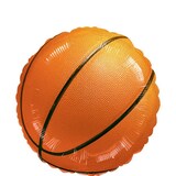 Basketball Satin Foil Balloon, Orange/Black, 18-in, Helium Inflation & Ribbon Included for Sports Party Front_Flat