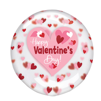 Happy Valentine's Day Orbz Transparent Print Clearz Foil Balloon, Pink/Red, 17-in, Helium Balloon with Ribbon Included for Valentine's Day