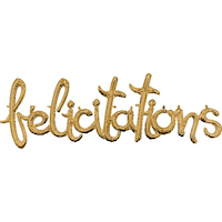 "Félicitations" French Cursive Letters Satin Foil Balloon, Gold, 58x20-in, Air-Filled for Graduation/Anniversary/Wedding/Retirement