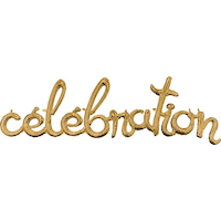 "Célébration" French Cursive Letters Satin Foil Balloon, Gold, 58x17-in, Air-Filled for Special Occasion Front_Flat