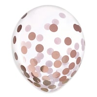 Ballons en latex ronds confettis transparents, or rose, 12 po, paq. 6, pour fête d'anniversaire