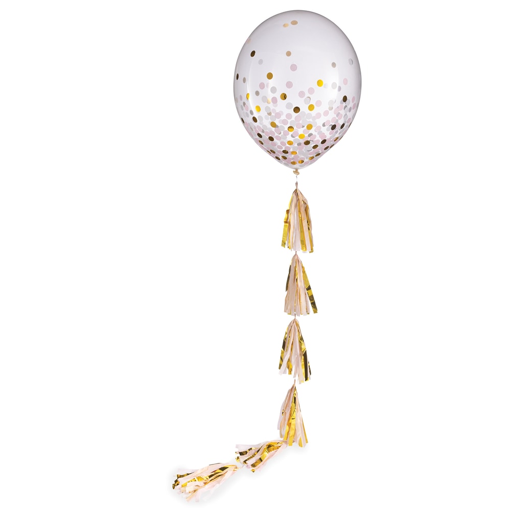 Tassel Fringe Balloon Tail Accessory, Pink/Gold, 6ft, for Graduation