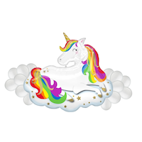 Ballon en aluminium satiné nuage licorne avec ballons en latex, blanc/arc-en-ciel, 29 po, gonflé d'air, pour fête d'anniversaire