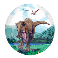 Ballon en aluminium satiné Orbz dinosaure T-Rex Monde jurassique, brun/vert, 16 po, gonflement à l'hélium et ruban inclus, pour fête d'anniversaire Front_Flat