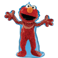 Sesame Street Elmo Satin Foil Balloon, Red, 32-in, Helium Inflation & Ribbon Included for Elmo Birthday Party Front_Flat