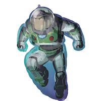 Disney Lightyear Buzz Satin Foil Balloon, Green/Blue, 35-in, Helium Inflation & Ribbon Included for Birthday Party Front_Flat