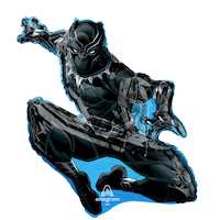 Disney Marvel Black Panther Satin Foil Balloon, Black, 32-in, Helium Inflation & Ribbon Included for Birthday Party Front_Flat