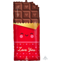 Ballon en aluminium « Love You » au chocolat, gonflage à l’hélium inclus Front_Flat
