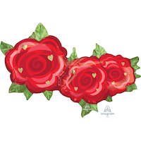 Ballon en aluminium satiné, roses, rouge, 20 po, gonflement à l'hélium et ruban inclus, pour Saint-Valentin Front_Flat