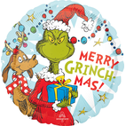 Dr. Seuss The Grinch Satin Foil Balloon, Green/Red, 26-in, Helium Inflation  & Ribbon Included for Christmas