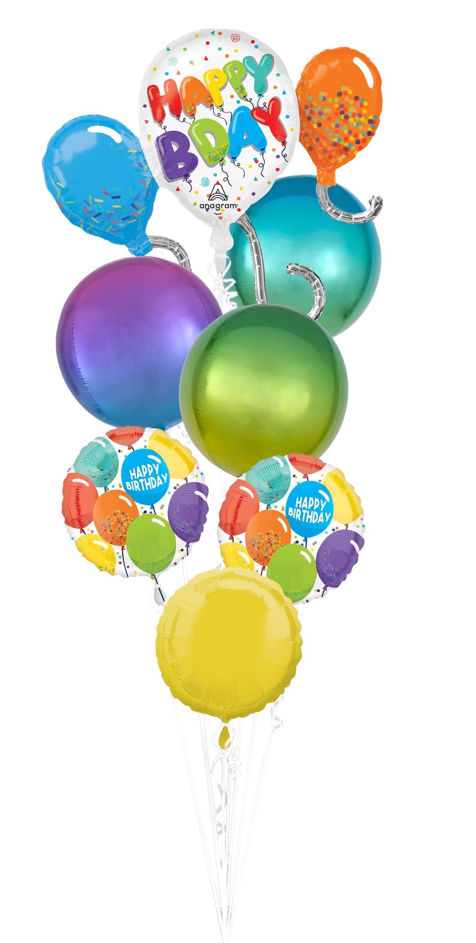 Lot de 8 ballons joyeux anniversaire assortiment de couleurs - Commandez en  ligne