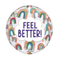 "Feel Better" Orbz Transparent Print Clearz Foil Balloon, Multi-Coloured, Rainbow, 18-in, Helium Inflation & Ribbon Included Front_Flat