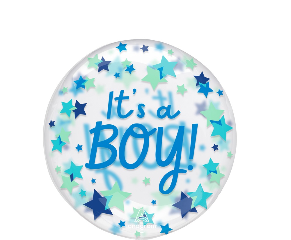 It's a Boy Stars Printed Clearz Foil Balloon for Baby Shower, Helium