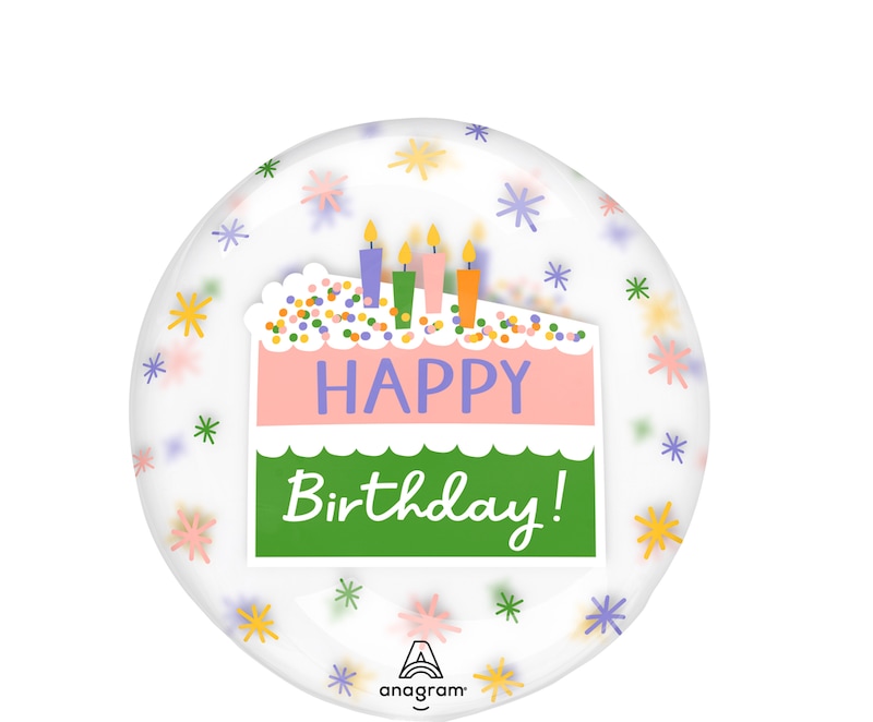 Happy Birthday Cake Slice Printed Clearz Foil Balloon for Birthday