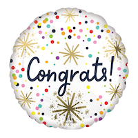 Ballon métallisé standard à confettis brillants Congrats Front_Flat
