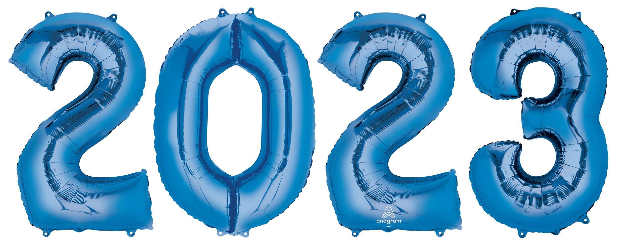 "2023" Numbers Satin Number Bunch Foil Balloon, Blue, 34in, 4pk, Helium Inflation & Ribbon