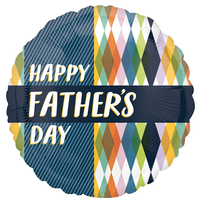 "Happy Father's Day" Round Satin Foil Balloon, Navy Blue, 18-in, Helium Inflation & Ribbon Included for Father's Day