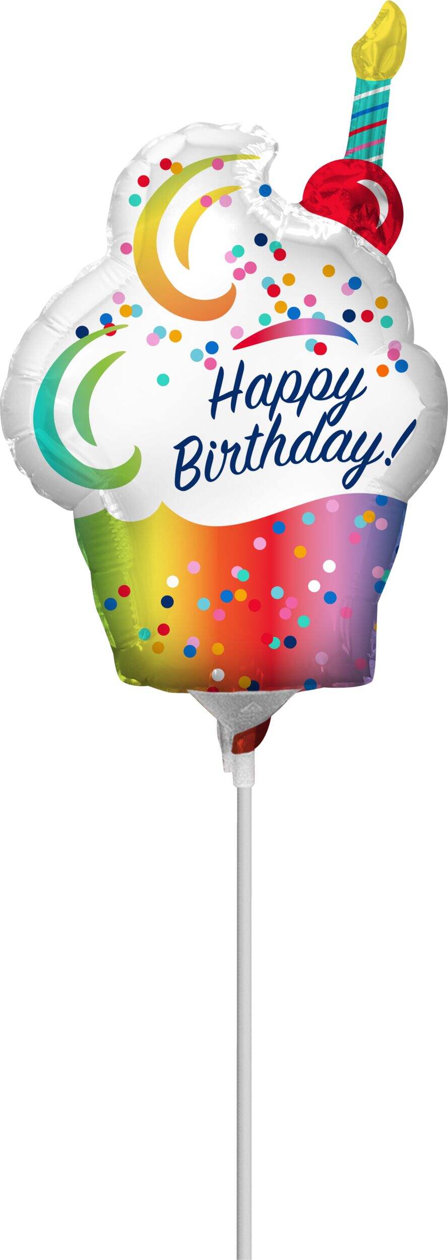 Ballon miniature gonflable en forme de petit gâteau Happy Birthday pour fête d’anniversaire Front_Flat