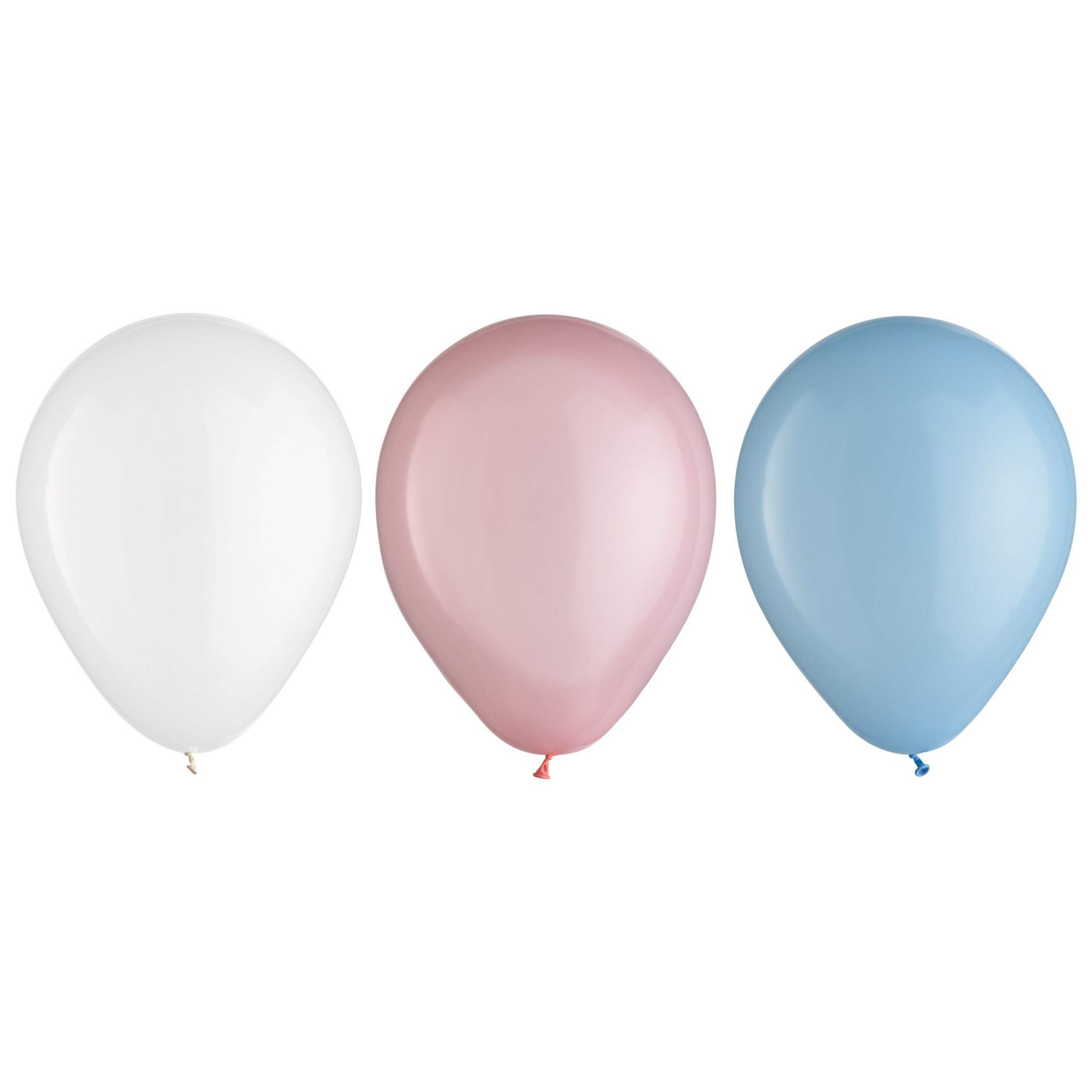 Round Latex Balloons, White/Pink/Blue, 11-in, 15-pk, for Gender Reveal/Baby Shower Front_Flat