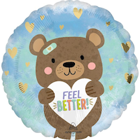Ballon métallisé standard d’ourson Feel Better pour fête/occasion spéciale, 18 po Front_Flat