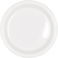 Round Plastic Reusable Dinner Plates, Assorted Colours, 10-in, 20-pk, for Christmas/Thanksgiving/New Year's Eve/Birthday Party Overhead_Flat