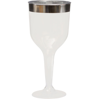 CLEAR Silver-Trimmed Premium Plastic Wine Glasses, 8-pk Front_Elevated