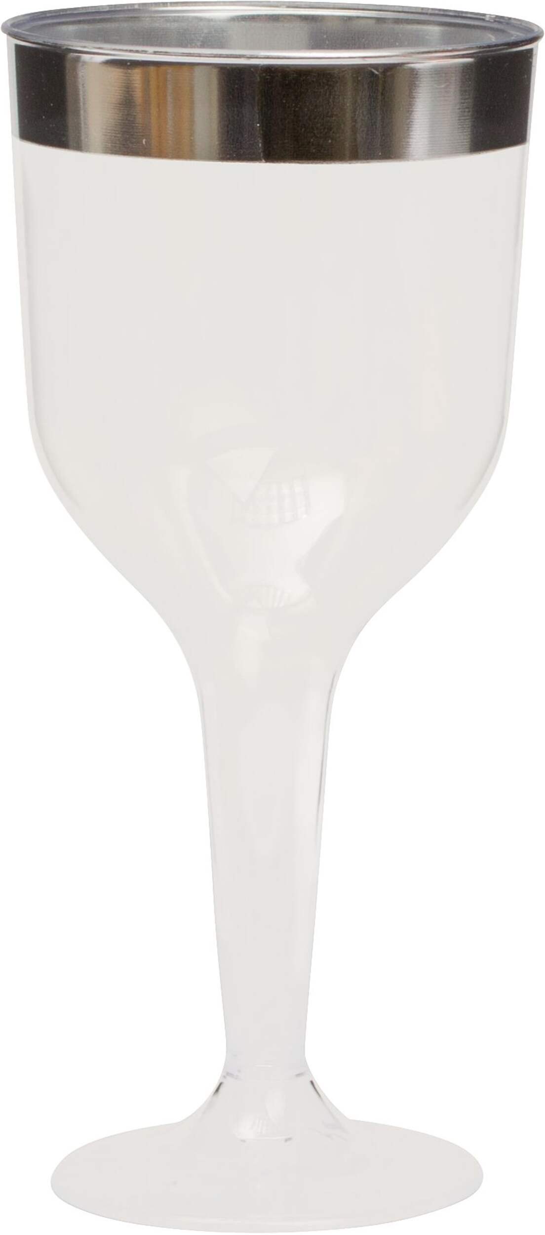 CLEAR Silver-Trimmed Premium Plastic Wine Glasses, 8-pk Front_Elevated