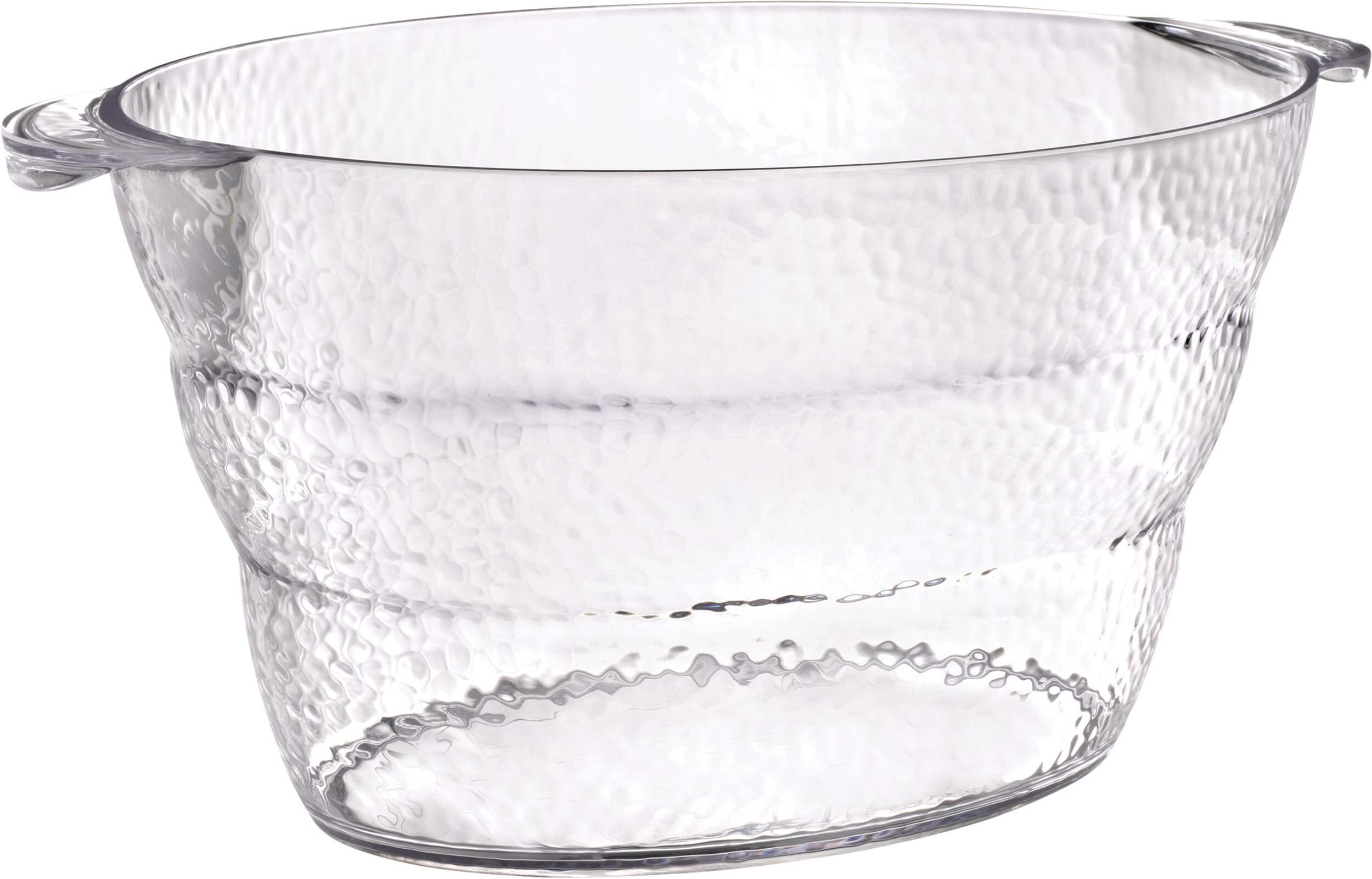 Oval Hammered Plastic Ice Bucket, Clear, 18.5-in, for Christmas/Thanksgiving/New Year's Eve/Birthday Party Front_Elevated