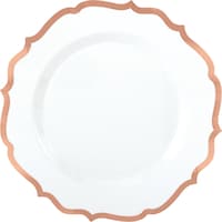Round Bordered Trimmed Plastic Reusable Dessert Plates, Assorted Colours, 7.5-in, 20-pk, for Christmas/Thanksgiving/New Year's Eve/Birthday Party Overhead_Flat