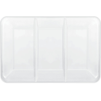 Plateau modulaire rectangulaire en plastique pour fêtes d'anniversaire, fête, anniversaire, blanc Overhead_Flat