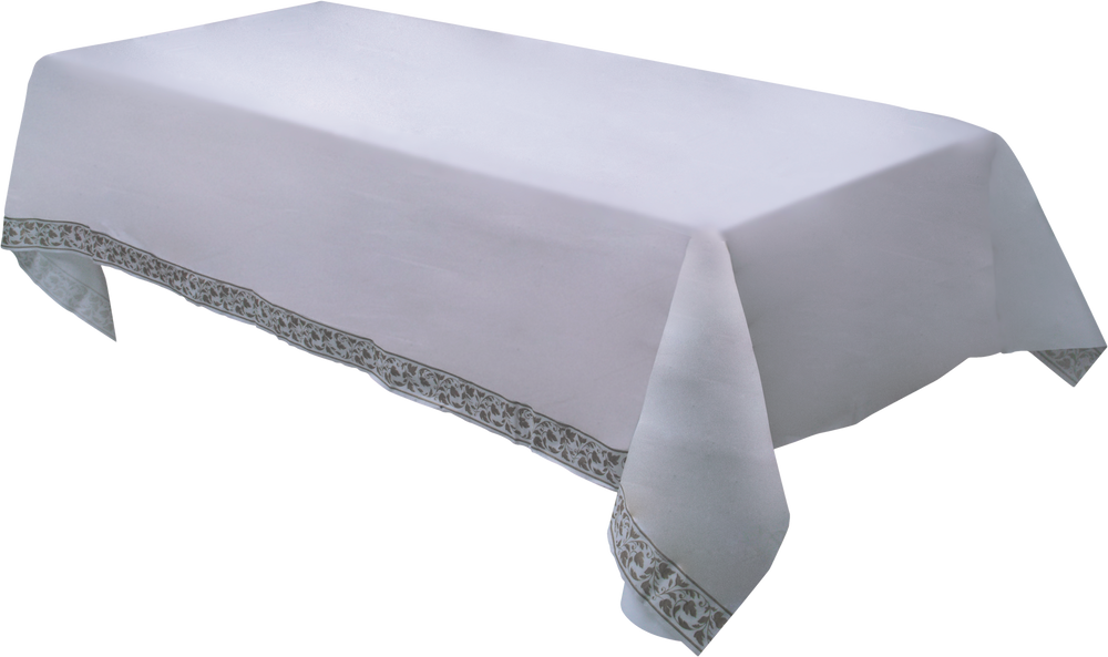 Premium Scroll Pattern Paper Table Cover, Party, Anniversary, White